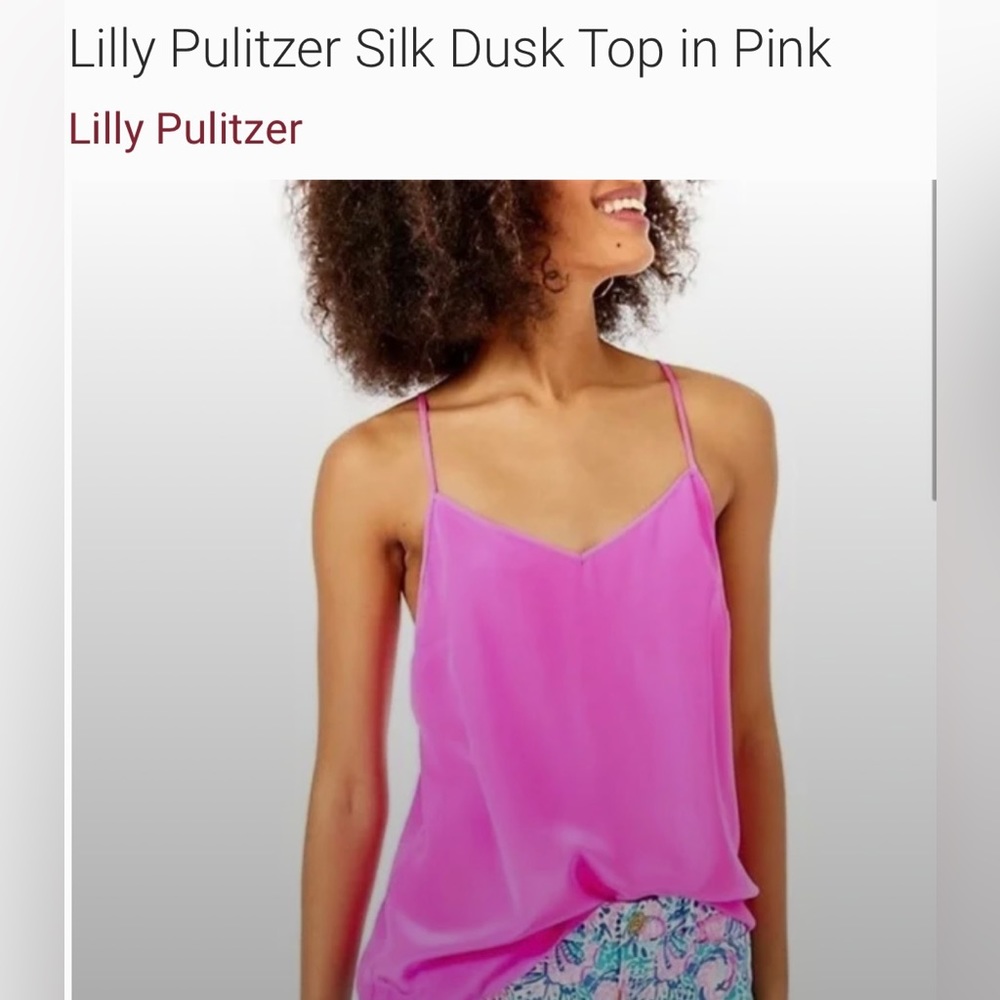 Lily Pulitzer silk dust top in pink. Size XS